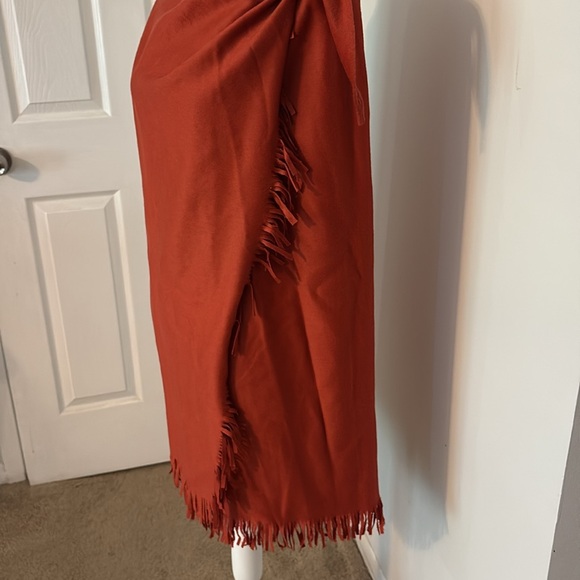Boho Red Fringe Wrap Skirt | Western Southwestern Festival - Picture 2 of 4